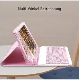 Resim M.TK moveteck 7 Nesil 10.2 Uyumlu Tablet Bluetooth Özellik Kablosuz Kalem Bölme Klavyeli Kılıf, pembe, Tek Ebat, 10.2klavyepembe 