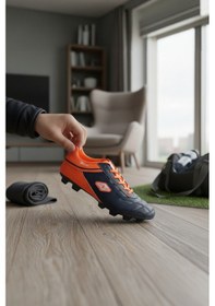 Resim Enoch Profesyonel Çivili Çim Saha Kramponu Siyah - Turuncu 