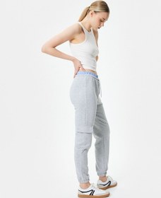 Resim Koton Jogger Kargo Eşofman Altı Çift Bel Detaylı Renk Kontrastlı Gri 4sak30036ek 4SAK30036EK031 Gri 