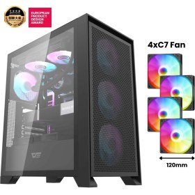 Resim Aigo / Darkflash DRX70 Mesh 750W 80+ Usb3.0 4X12CM Fan Temperli Cam Siyah Atx Oyuncu Kasası 