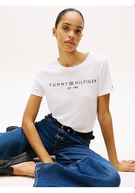 Resim Tommy Hilfiger Reg Corp Logo C-nk Ss Kadın Beyaz Badi Ww0ww40276ycf Beyaz 
