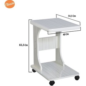 Resim Eliusta %100 Mdf Tekerlekli C Yan Sehpa Koltuk Yanı Sehpa - Yeni 