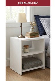 Resim Pikas 2 Raflı Çok Amaçlı Beyaz Komodin Beyaz 