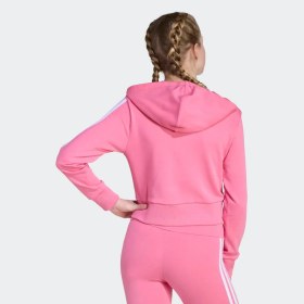 Resim adidas 3 Stripes French Terry Full Zip Cr Kız Çocuk Pembe Kapüşonlu Ceket 