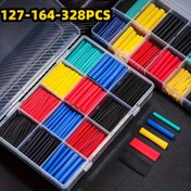 Resim 127-328 adet Isıya Dayanıklı Isı Küçültme Tüpü Sarma Kiti Elektrik Bağlantı Kablosu İzolasyon Kılıfı 