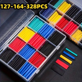 Resim 127-328 adet Isıya Dayanıklı Isı Küçültme Tüpü Sarma Kiti Elektrik Bağlantı Kablosu İzolasyon Kılıfı 