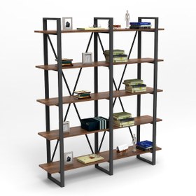 Resim Yurudesign Marken E Ofis Kitaplık 5 Raflı Metal Ayaklı Barok 