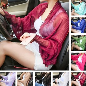 Resim Solid Color Chiffon Bolero Gevşek Yarasa Kollu Hırka Kadınlar Için Zarif Stil Dış Güneş Koruyucu Hırka 