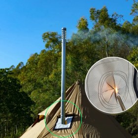 Resim 2k Yanmaz Su Geçirmez, Kamp Çadırı Soba Bacası Çıkışı 