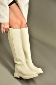Resim Fox Shoes V973555509 Bej Düz Tabanlı Kadın Binici Çizmesi 