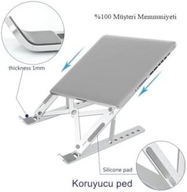 Resim Teknosepetim Katlanır Alüminyum Notebook Standı Ayarlı Laptop Metal Yükseltici Tutucu, Siyah tablettt9051 