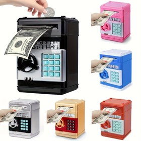 Resim Para yuvası ile etkileşimli elektronik keçi bankası, para yuvası yuvası, ses ve göstergeler - 3 yaş ve üzeri çocuklar için dayanıklı plastik tasarruf oyuncakları - Düğmeler ve pervazlar ile eğlenceli tasarım - Mükemmel tatil hediyesi, çocuk tasarruf oyuncakları, oyuncağı tasarım, sağlam yapı 
