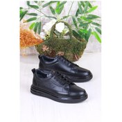 Resim Mehmet Mete 42465 Rahat Hakiki Deri Sneaker Erkek Ayakkabı Siyah 