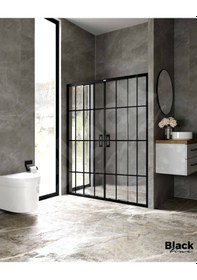 Resim Blackline Luxuryline Siyah 5Mm İki Duvar Çıtalı Arası Duşakabin H:190 Siyah 