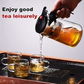Resim 1 adet Cam Çaydanlık, 25.36oz, Şık, Tek Dokunuşlu Süzgeç, Dökme Yaprak Çayı, Evde Çay Filtresi ile, Çay Severler için, Hediye olarak 