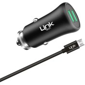 Resim Linktech M581 12w 2.4a Metal Araç Şarj Aleti Ve Micro Usb Kablo Set 