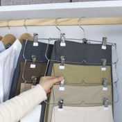 Resim 4 Katlı Klipsli Pantolon Askıları, Metal Kaymaz Klipsli Etek Askıları, Çoklu Askılar Yerden Tasarruf, Dolap Pantolon ve Etek Askıları İçin Klipsli Düzenleyici Giysi Askıları, Metal Malzeme, Cilalı Kaplama 