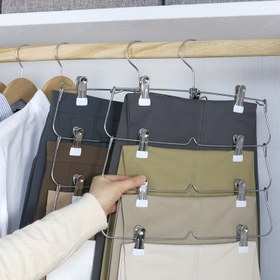 Resim 4 Katlı Klipsli Pantolon Askıları, Metal Kaymaz Klipsli Etek Askıları, Çoklu Askılar Yerden Tasarruf, Dolap Pantolon ve Etek Askıları İçin Klipsli Düzenleyici Giysi Askıları, Metal Malzeme, Cilalı Kaplama 