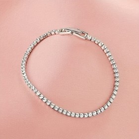 Resim Elegant 2.5mm Tennis Bilekliği 925 Sterling Gümüş Kübik Zirkonya Detayları ile - Düğünler, Doğum Günleri, Yıldönümler ve Günlük Giyim için Mükemmel - İdeal Aşk Hediyesi, Günlük Giyim Bilekliği|Vintage Tarzı Bileklik|Dayanıklı Zirkonya Detay 