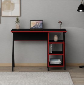 Resim AYMOBSAN Rio Metal Ayaklı Oyuncu Masası Siyah - Kırmızı 