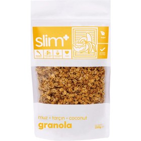 Resim SLİMPLUS Muz Tarçın Hindistan Cevizi Glutensiz İlave Şekersiz Vegan Granola 250g 