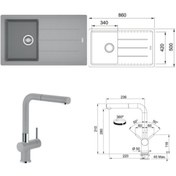 Resim Franke Bfg 611-86 Stone Grey + Active Plus Doccıa Armatür Kampanya 