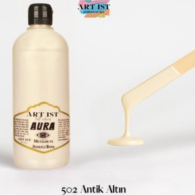 Resim AURA Metalik Sedefli ve Vernikli Akrilik Boya - 502 Antik Gold / 500ml 