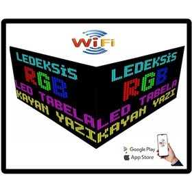 Resim Led Tabela 48x96cm Çift Taraflı Rgb Kayan Yazı Wifi Telefondan Yazı Değiştirme 