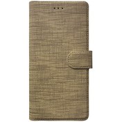 Resim Samsung Galaxy A50s Kılıf Fabric Book Wallet Gold Microsonic