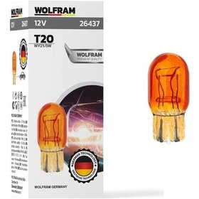 Resim Wolfram 12v 1016 Ampul Dipsiz T20 21/5w Turuncu Germany 