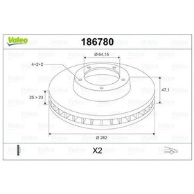 Resim Valeo 186780 - Ön Fren Diski Hava Kanallı Honda Accord 1.8l F18b 