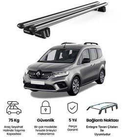 Resim Pençe Renault Kangoo 2007-2021 Uyumlu Gri Ara Atkı Port Bagaj Tavan Barı 