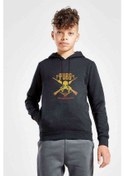 Resim Pubg Kurukafa Sarı Baskılı Unisex Çocuk Kapüşonlu Siyah Sweat 