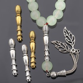 Resim 16'lı/8'li Dantel Desenli Püskül Boncuklar, 37mm Geometrik Gevşek Ara Boncuklar, Oval Yaprak Desenli Delikli Gevşek Boncuklar, Dekoratif Boncuklar, Üç Katmanlı Üç Boyutlu Kenar Düz Delikli Boncuklar, Geçmeli Uzun Tüp Gevşek Boncuklar 