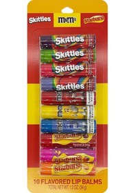 Resim Taste Beauty Skittles M&m's Starburst Lip Balm Dudak Balsamı Çeşit Paketi 10 Adet 