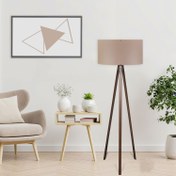 Resim Homing Ahşap Üç Ayaklı Lambader - Ceviz Ayak / Sütlü Kahverengi Başlık 