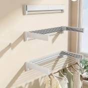 Resim 1 adet Modern Duvar Monte Edilebilen Çamaşır Kurutma Rafı, Katlanabilir Görünmez Havlu Barı, Yatak Odası, Balkon, Salon, Banyo için - ABS Malzeme, Alan Tasarrufu Asma Rafı, Kurutma Rafları 