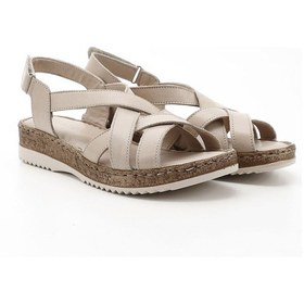 Resim Gönderi R Bej Antik Cırt Bantlı Dolgu Topuk Hakiki Deri Sandalet Bej 