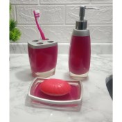 Resim Gri Pembe Poliresin 3'lü Banyo Seti 