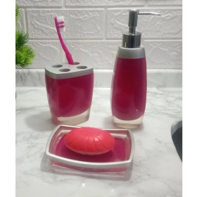 Resim Gri Pembe Poliresin 3'lü Banyo Seti 