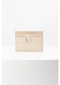 Resim Bayderi Owpi Kroko Deri Minimal Unisex Kartlık Krem 