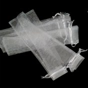 Resim 50 Adet Polyester Organze Fan Çantaları Çekme İpli - Çok Amaçlı Şeffaf Çantalar Düğün Hediyelikleri, Parti Hediyeleri ve El Yelpazesi Saklama İçin 