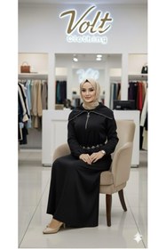 Resim VOLT CLOTHİNG Kemer Aksesuar Detaylı Tesettür Elbise 