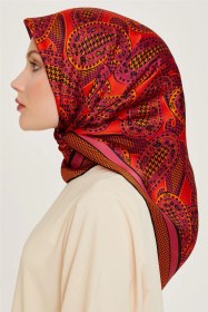 Resim Armine Etnik Desenli Twill Saf İpek Eşarp 9208d 06 Çok Renkli 