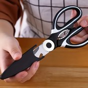 Resim Ağır Hizmet Çelik Mutfak Makası - Çok Fonksiyonlu Yiyecek Kesicileri için Ördek, Balık, Et, Tavuk Kemikleri, Pizza ve Salata - BBQ ve Ev Kullanımı için Mükemmel 
