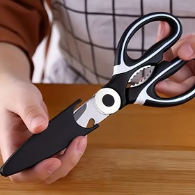 Resim Ağır Hizmet Çelik Mutfak Makası - Çok Fonksiyonlu Yiyecek Kesicileri için Ördek, Balık, Et, Tavuk Kemikleri, Pizza ve Salata - BBQ ve Ev Kullanımı için Mükemmel 
