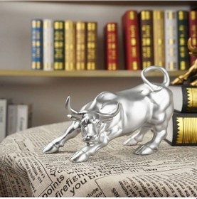 Resim Taklit Bakır Wall Street Boğa Süsü Ev Oturma Odası Girişi Şarap Dolabı Ofis Masaüstü Reçine El Sanatları Yumuşak Dekorasyon Altın 