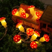 Resim Rustik Mantar Peri Işıkları, 299.92cm Pil ile Çalışan LED Dizi, Çok Renkli ve Beyaz, Plastik, Toggle Kontrol, Uzaktan Kumanda Yok, Noel ve Paskalya Bahçe Dekoru, AA Pil Dahil Değil 