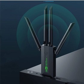 Resim Go-Des 4 Antenli Kablosuz İnternet Sağlayıcı USB WiFi Wireless Adaptör Go Des GD-BT318 Çift Bantlı 1200m 