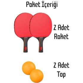 Resim 4'lü Masa Tenisi Raketi Seti Çift Katmanlı Pinpon Raketi Topu Set 